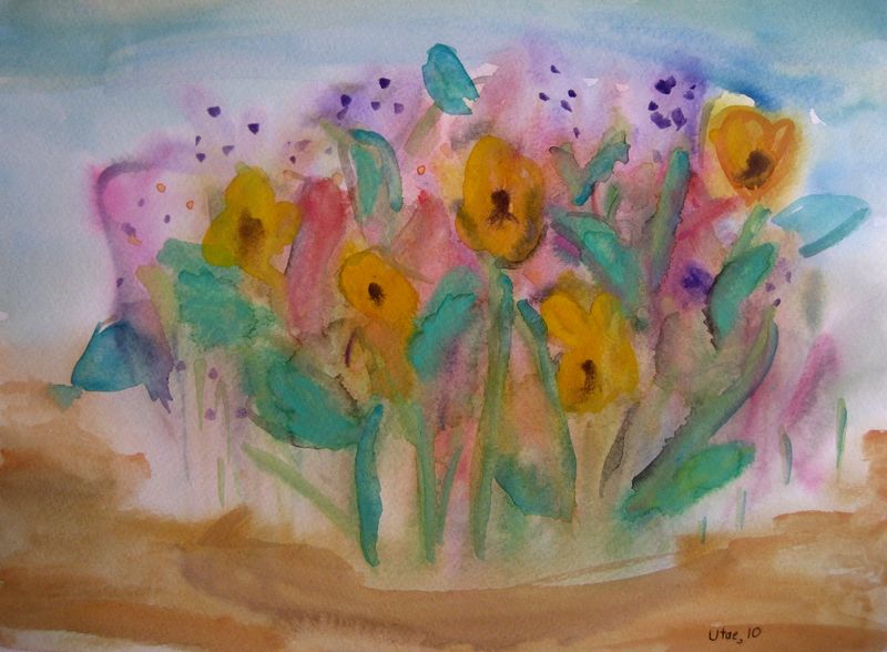 Art Studio PALETTE. Utae Kanauchi Picture.  Watercolour Plants Flowers 