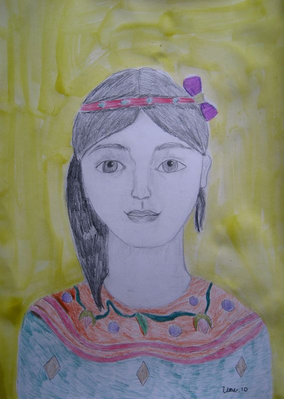 Art Studio PALETTE. Utae Kanauchi Picture.  Mixed Media People Selfportrait 