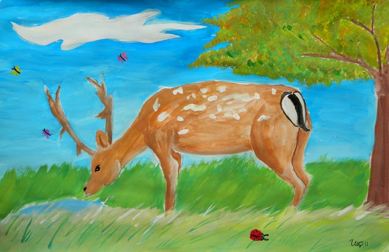 Art Studio PALETTE. Utae Kanauchi Picture.  Tempera Animals Mix 