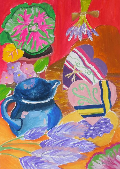 Art Studio PALETTE. Utae Kanauchi Picture.  Tempera Still Life Still Life 