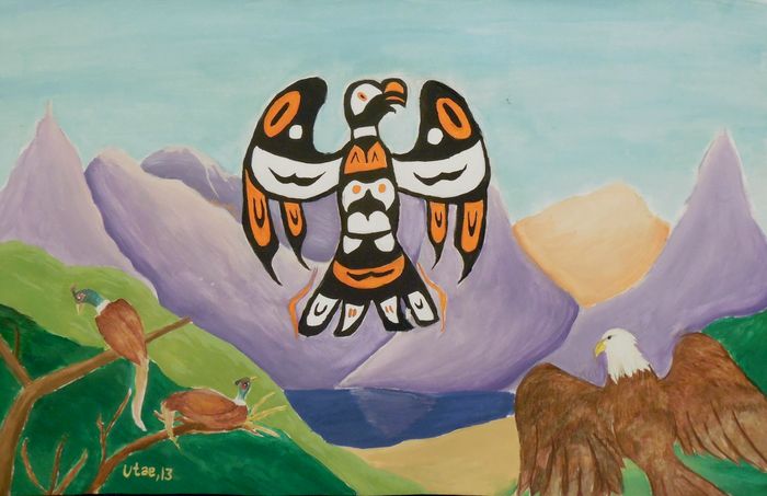 Art Studio PALETTE. Utae Kanauchi Picture.  Tempera Inspired by Indian Art 