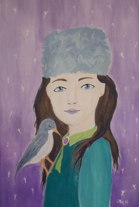 Art Studio PALETTE. Utae Kanauchi Picture.  Tempera People Portrait 