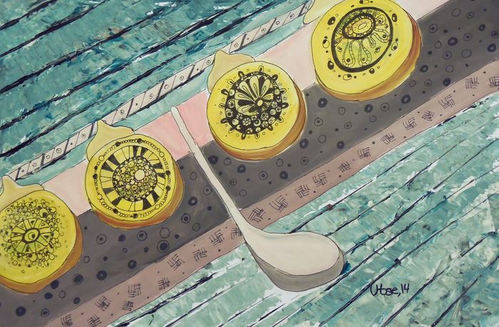 Art Studio PALETTE. Utae Kanauchi Picture.  Mixed Media Still Life Music 