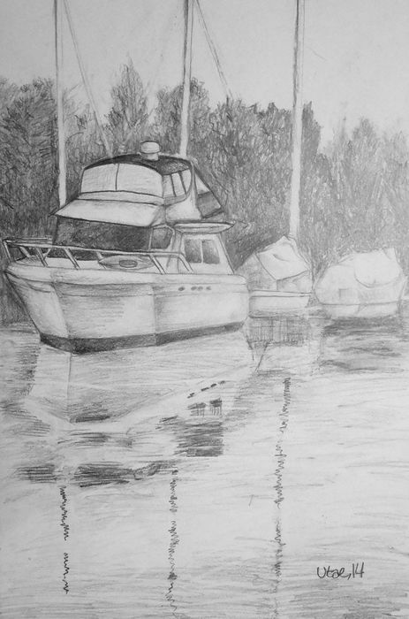 Art Studio PALETTE. Utae Kanauchi Picture.  Pencil Landscape Seascape 