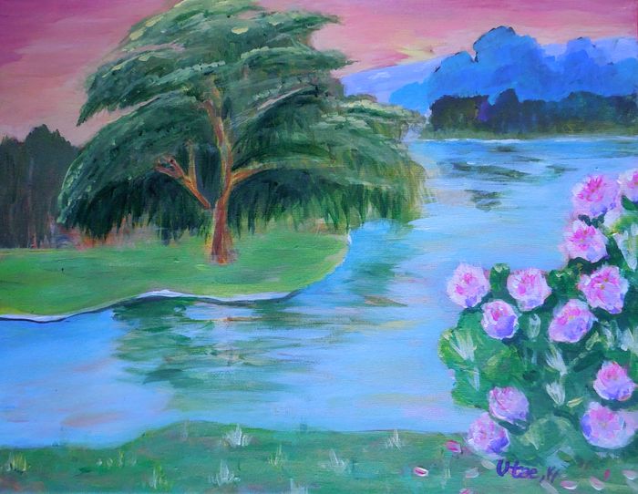 Art Studio PALETTE. Utae Kanauchi Picture. Canvas Acrylic Landscape Nature 