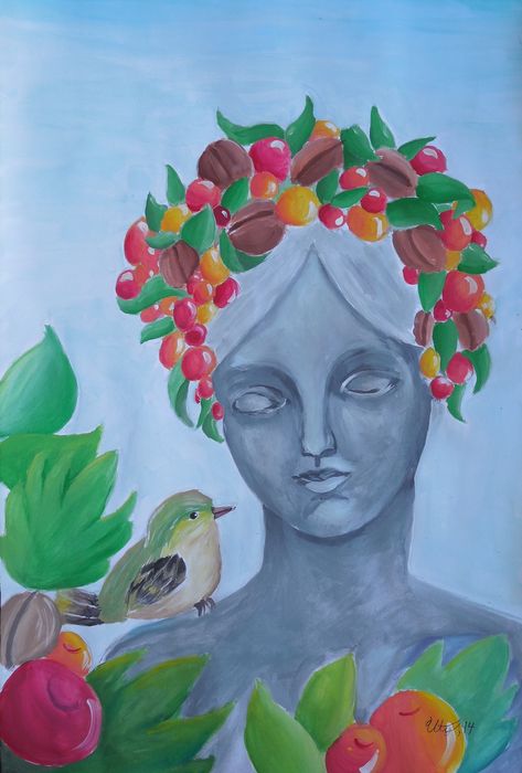 Art Studio PALETTE. Utae Kanauchi Picture.  Tempera People Plaster Cast 