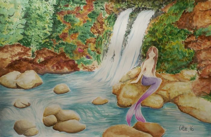 Art Studio PALETTE. Utae Kanauchi Picture.  Watercolour Fantasy Mermaid 