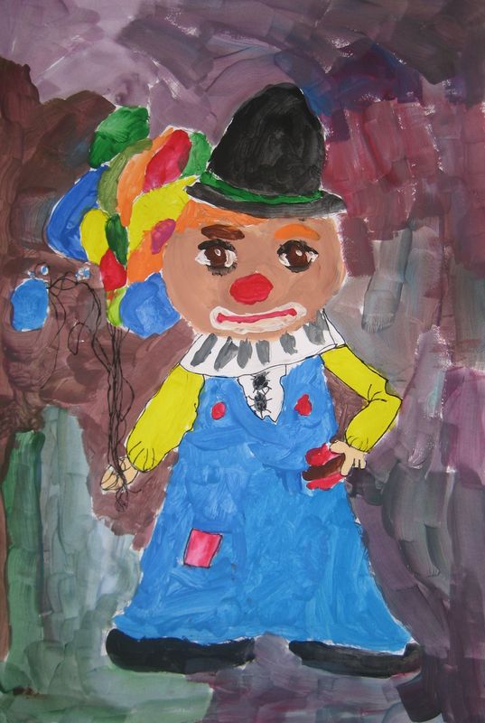 Art Studio PALETTE. Dima Likhachev Picture.  Tempera Fantasy Clown 