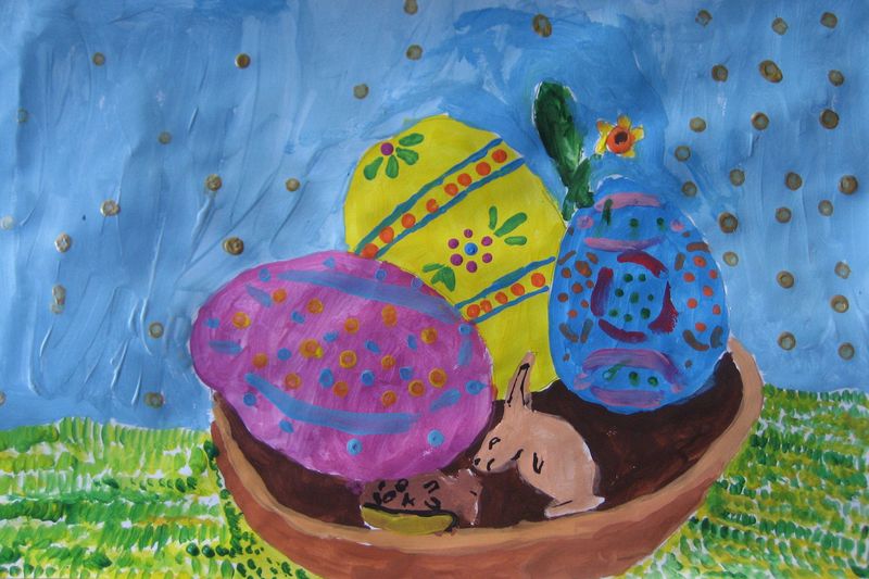 Art Studio PALETTE. Dima Likhachev Picture.  Tempera Holidays Easter 