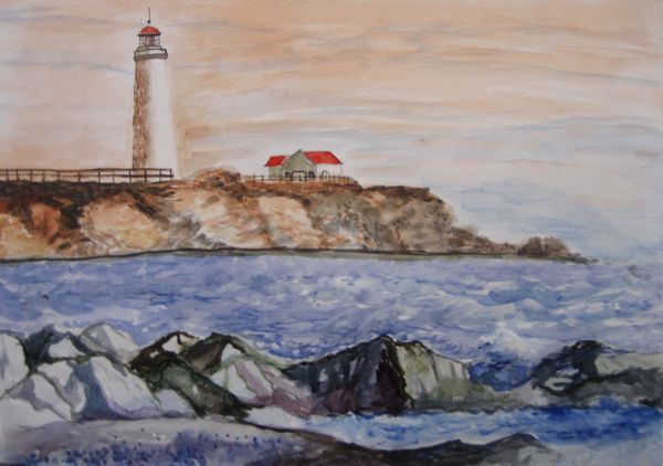 Art Studio PALETTE. Susan  Kuo Picture. Fine Art Paper Tempera Landscape Seascape 