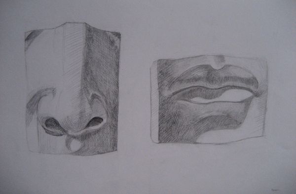 Art Studio PALETTE. Aaron Sham Picture.  Pencil People Plaster Cast 