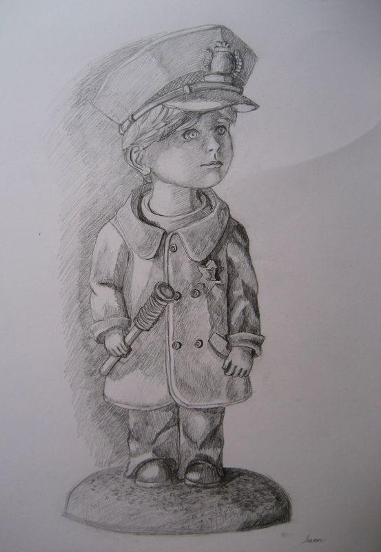 Art Studio PALETTE. Aaron Sham Picture.  Pencil People Plaster Cast 