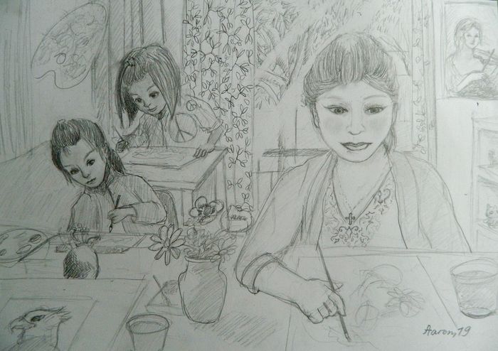 Art Studio PALETTE. Aaron Sham Picture.  Pencil People Activities 