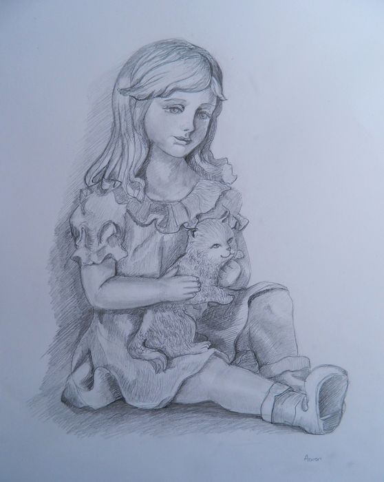 Art Studio PALETTE. Aaron Sham Picture.  Pencil People Plaster Cast 