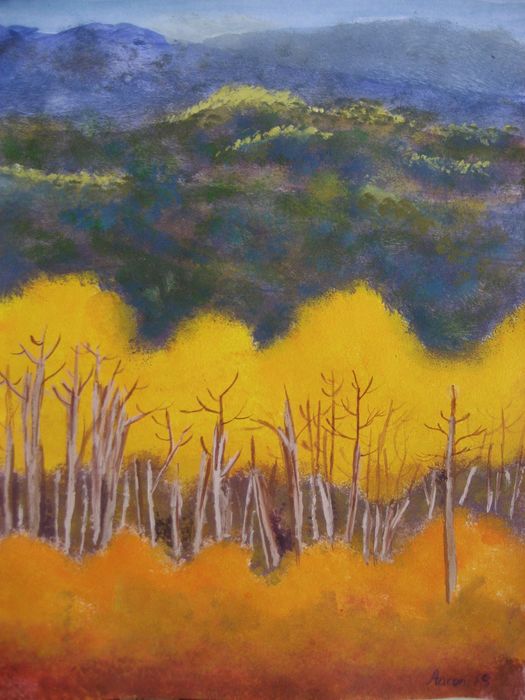 Art Studio PALETTE. Aaron Sham Picture.  Tempera Landscape Fall 