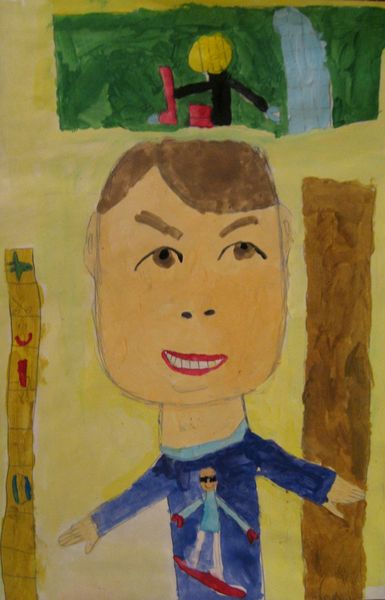 Art Studio PALETTE. Kamen Staykov Picture. Fine Art Paper Tempera People Selfportrait 