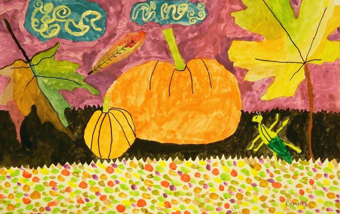 Art Studio PALETTE. Kamen Staykov Picture.  Marker, Tempera Landscape Fall 