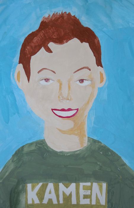 Art Studio PALETTE. Kamen Staykov Picture.  Tempera People Selfportrait 