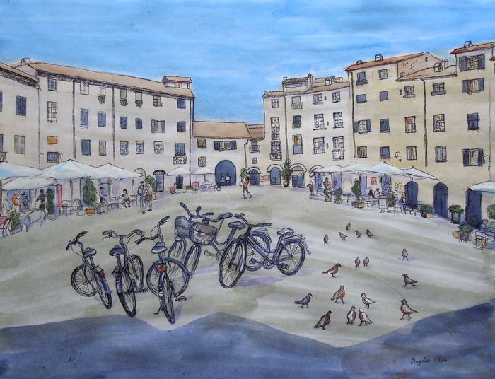 Art Studio PALETTE. Bogdan C. Picture.  Watercolour, Ink Landscape Cityscape Apres-Midi 