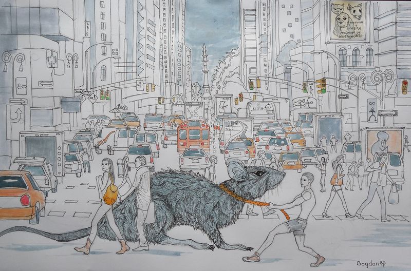 Art Studio PALETTE. Bogdan C. Picture.  Watercolour, Ink Fantasy Imagenation Rat Race