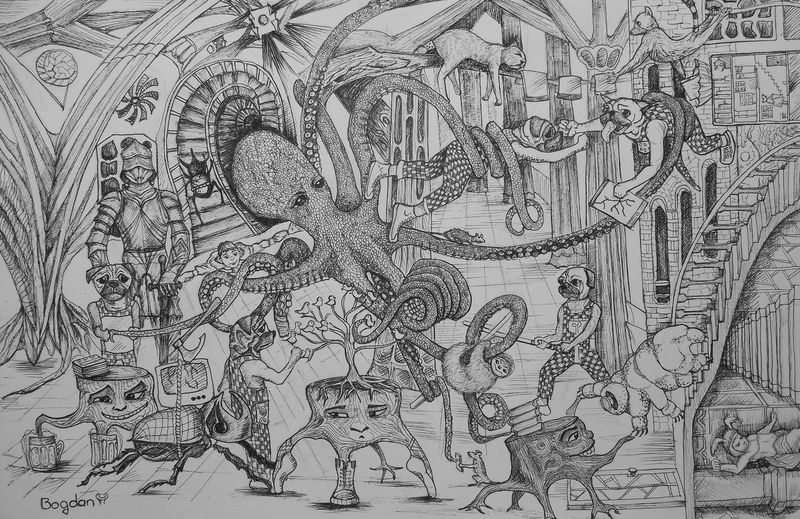 Art Studio PALETTE. Bogdan C. Picture.  Ink Fantasy Imagenation Unschool 