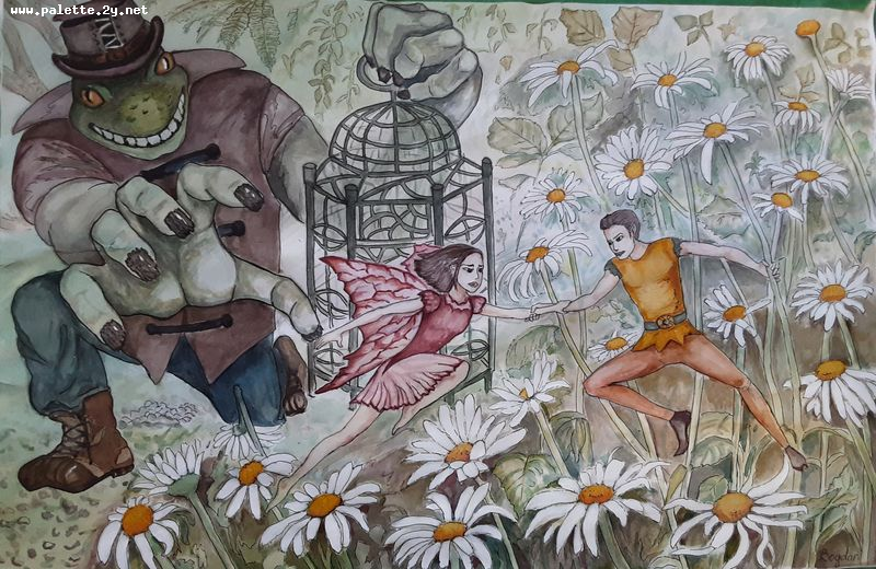 Art Studio PALETTE. Bogdan C. Picture. Fine Art Paper Watercolour, Ink Fantasy Imagenation 