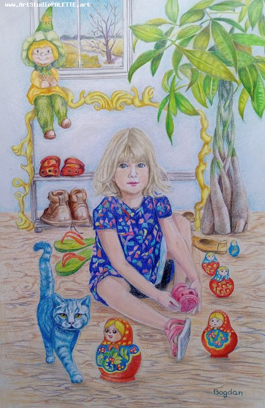 Art Studio PALETTE. Bogdan C. Picture.  Coloured Pencil People Portrait 