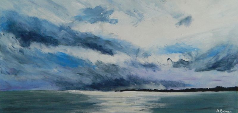 Art Studio PALETTE. Sandra Baiman Picture. Canvas Acrylic Landscape Seascape 