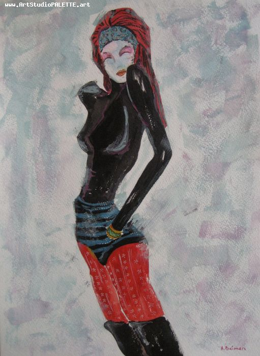 Art Studio PALETTE. Sandra Baiman Picture.  Tempera People People 