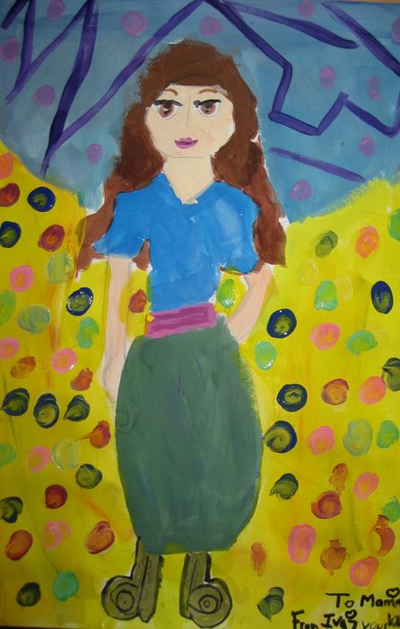 Art Studio PALETTE. Iva Staykova Picture.  Tempera People Family 