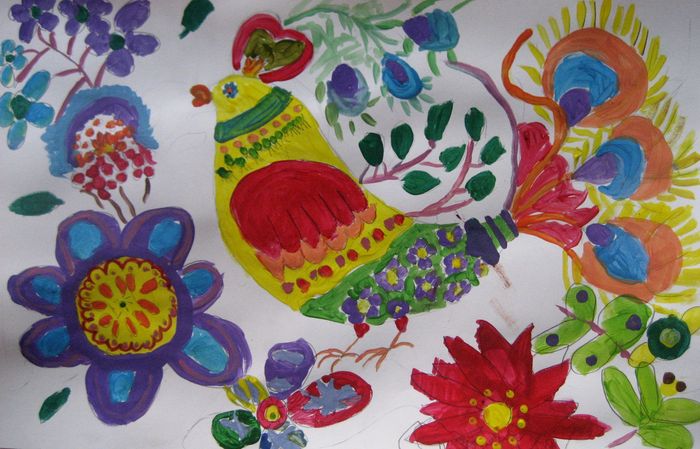 Art Studio PALETTE. Iva Staykova Picture.  Tempera Dec. Art Birds 