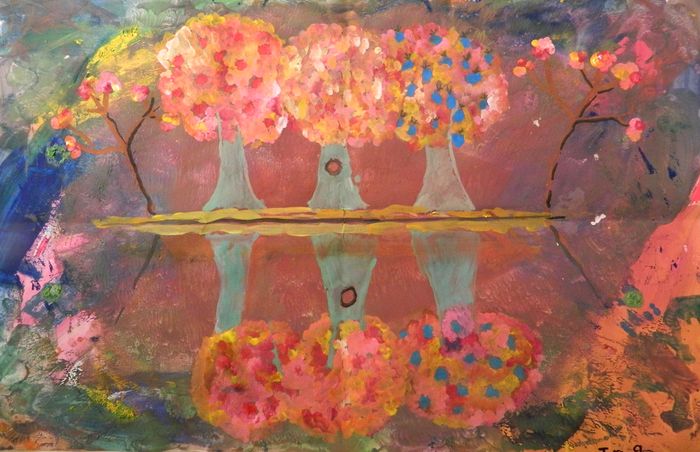 Art Studio PALETTE. Iva Staykova Picture.  Tempera Landscape Fall 