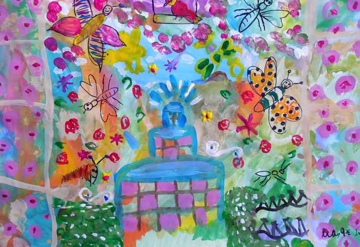 Art Studio PALETTE. Iva Staykova Picture.  Tempera Plants Garden 