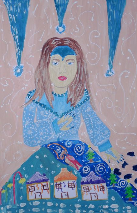 Art Studio PALETTE. Iva Staykova Picture.  Tempera Fantasy Snowqueen 