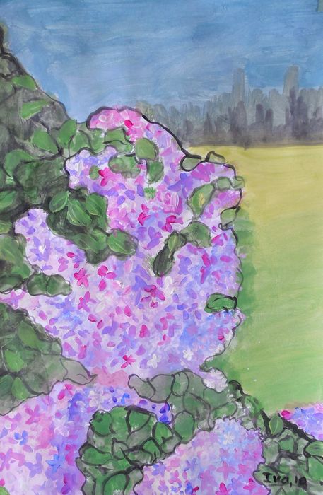 Art Studio PALETTE. Iva Staykova Picture.  Marker, Tempera Plants Garden 