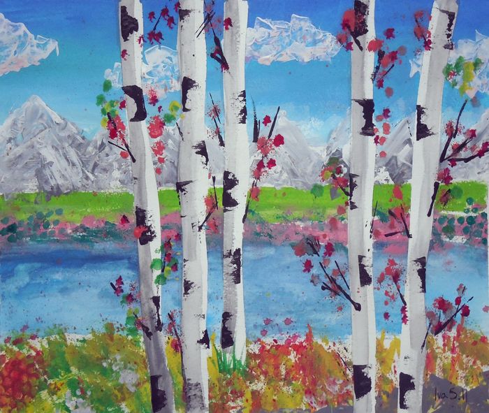 Art Studio PALETTE. Iva Staykova Picture.  Tempera Landscape Nature 