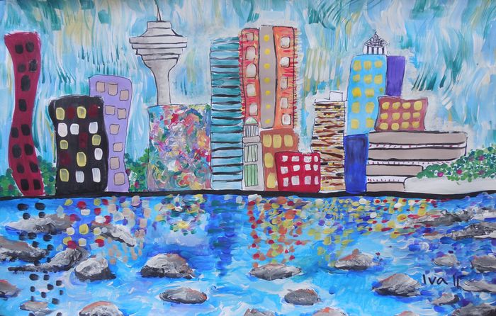 Art Studio PALETTE. Iva Staykova Picture.  Tempera Landscape Vancouver BC 