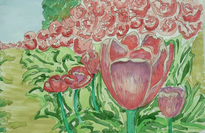 Art Studio PALETTE. Iva Staykova Picture.  Watercolour, Ink Plants Garden 