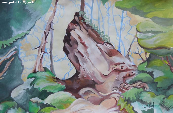 Art Studio PALETTE. Iva Staykova Picture.  Tempera Landscape Nature 