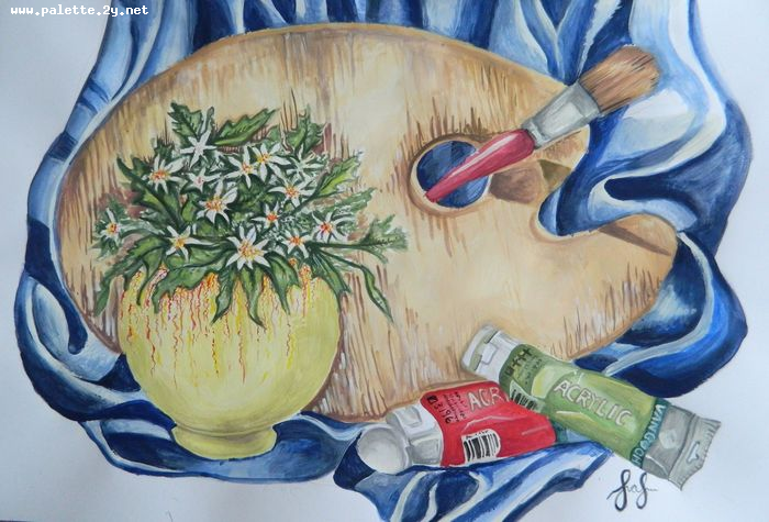 Art Studio PALETTE. Iva Staykova Picture.  Tempera Still Life Palette 