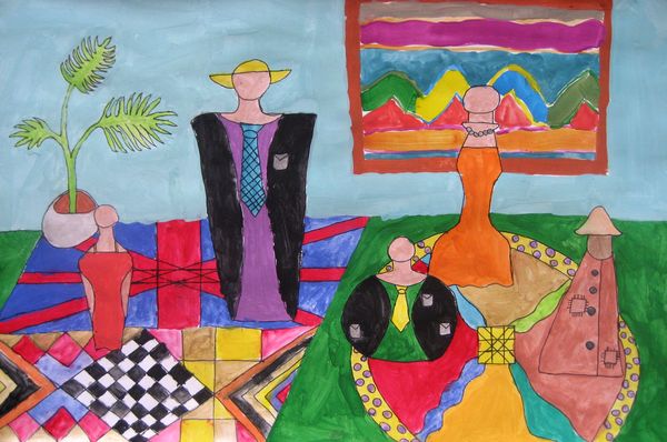 Art Studio PALETTE. Zachary Kuo Picture. Fine Art Paper Tempera Still Life Bottles 