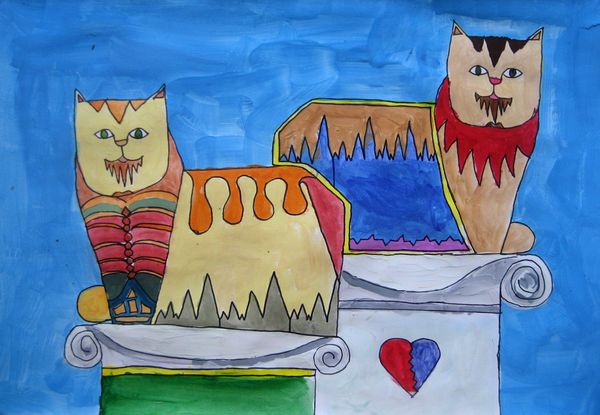 Art Studio PALETTE. Zachary Kuo Picture. Fine Art Paper Tempera Dec. Art Cats 