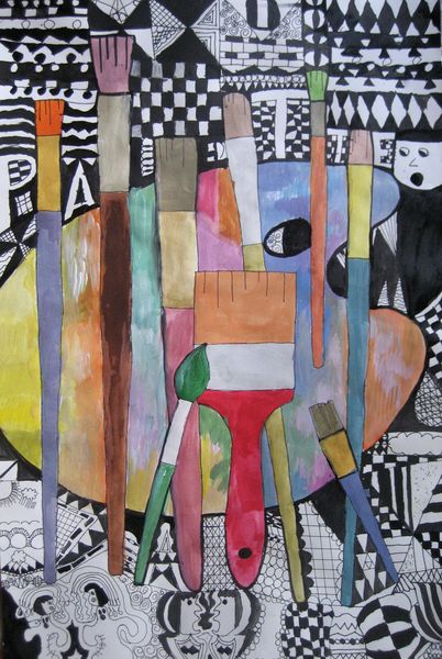 Art Studio PALETTE. Zachary Kuo Picture. Fine Art Paper Mixed Media Design Palette 