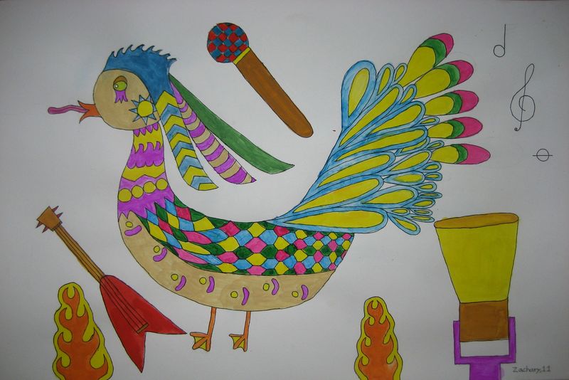 Art Studio PALETTE. Zachary Kuo Picture.  Watercolour, Ink Dec. Art Birds 