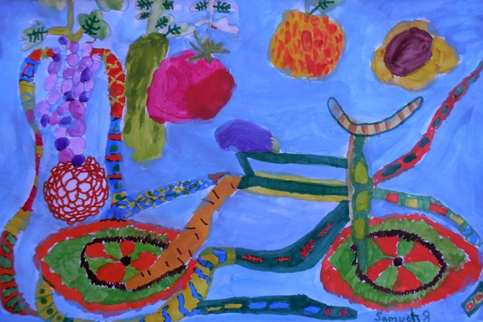 Art Studio PALETTE. Samuel Lukose Picture.  Marker, Tempera Design Bicycle 