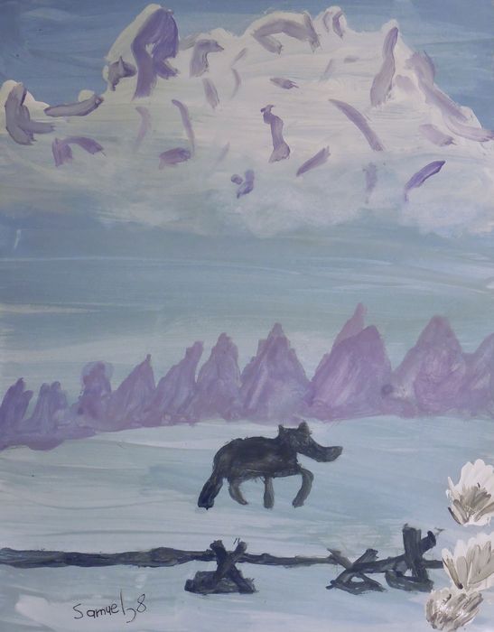 Art Studio PALETTE. Samuel Lukose Picture.  Tempera Landscape Winter 