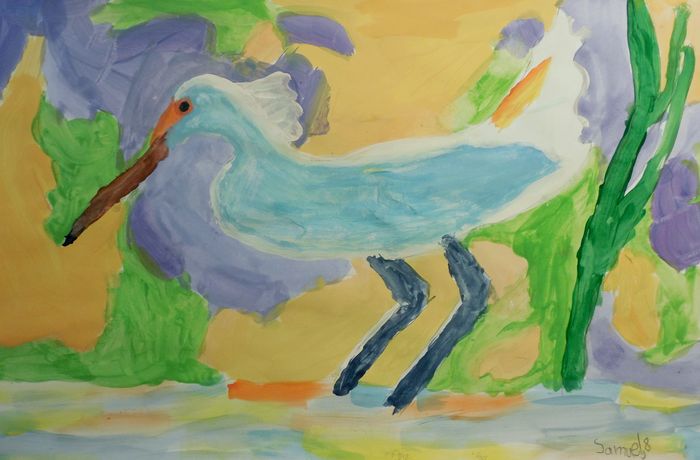 Art Studio PALETTE. Samuel Lukose Picture.  Tempera Animals Birds 