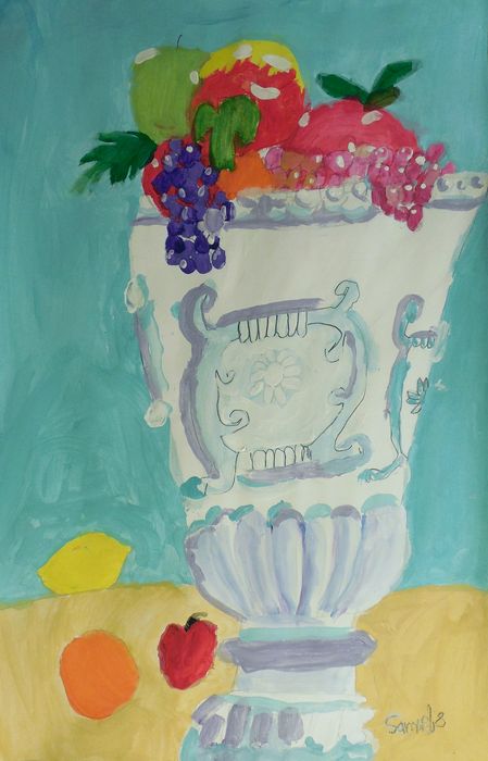 Art Studio PALETTE. Samuel Lukose Picture.  Tempera Still Life Fruits & Vegi 