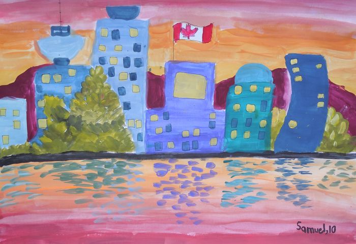 Art Studio PALETTE. Samuel Lukose Picture.  Tempera Landscape Vancouver BC 