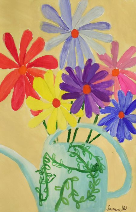 Art Studio PALETTE. Samuel Lukose Picture.  Tempera Plants Flowers 